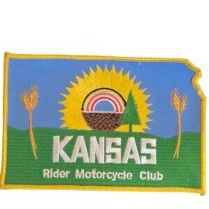 Kansas Rider Motorcycle Club Patch Vintage KS Biker Sunflower Green Blue 4 x 6